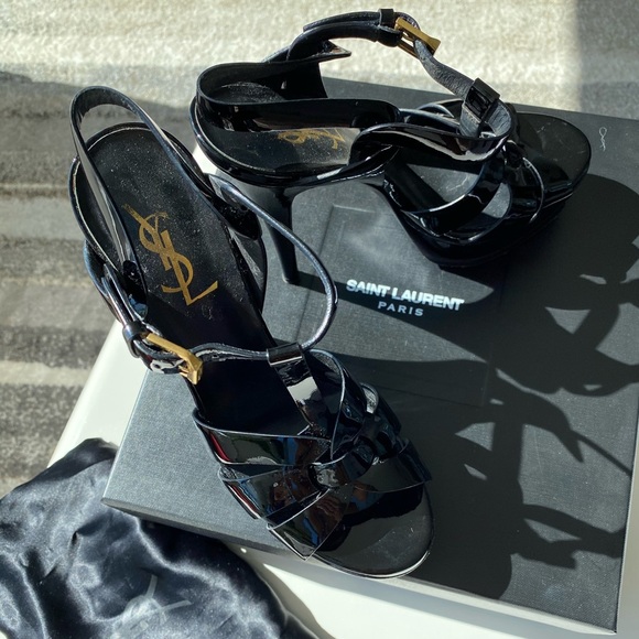 YSL TRIBUTE PLATFORM SANDALS IN PATENT LEATHER US 6 - Picture 11 of 15